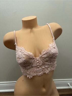 For Love And Lemons Blush Lace Longline Bralette